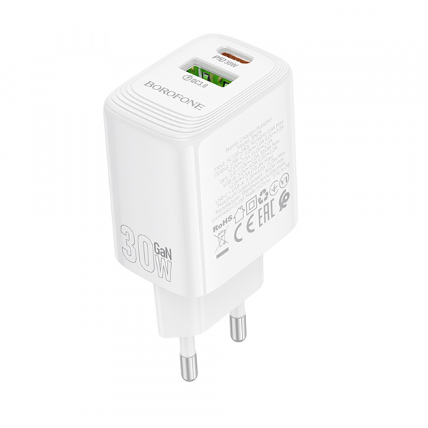 Incarcator Retea Borofone BN29 Fuente, 30W, 3A, 1 x USB-A - 1 x USB-C, Alb