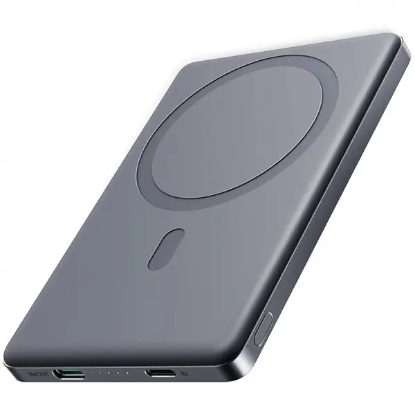 Baterie Externa Wireless Joyroom JR-PBM08, 5000mAh, 20W, PD + FQI, 1 x QI - 1 x USB-C, Gri
