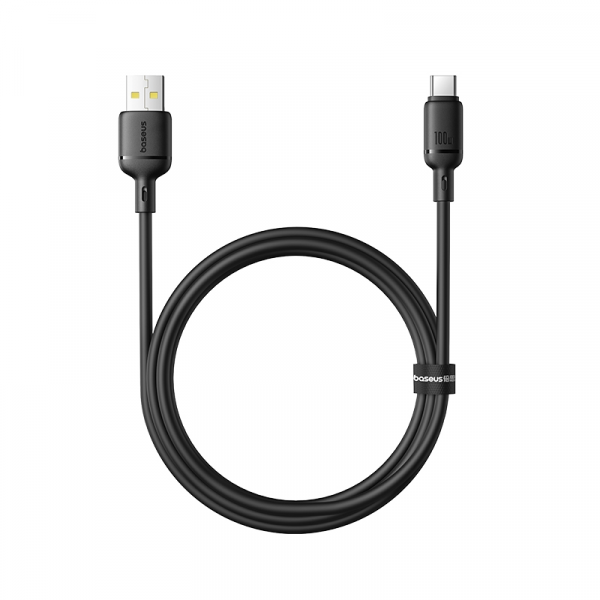 Cablu Date si Incarcare USB-A - USB-C Baseus Silky, 100W, 1m, Negru P10377703113-00