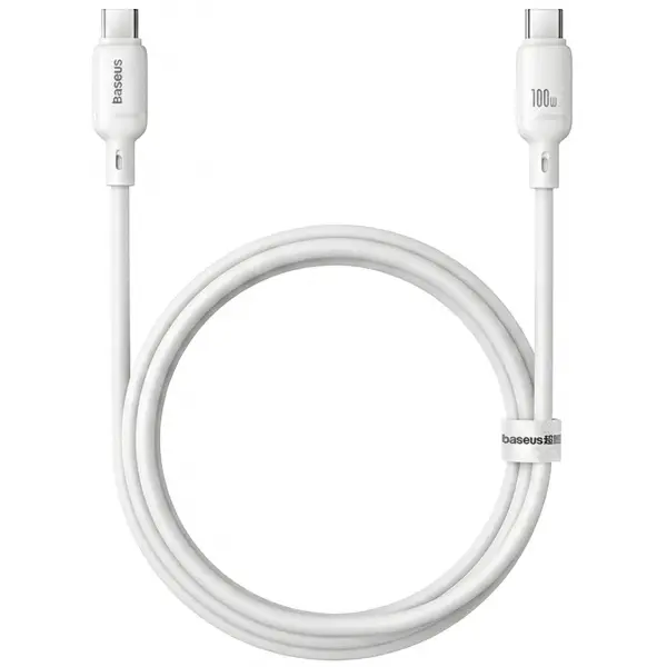 Cablu Date si Incarcare USB-C - USB-C Baseus Silky, 100W, 1m, Alb P10377704213-00