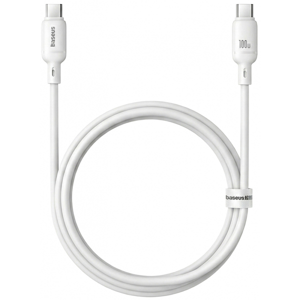 Cablu Date si Incarcare USB-C - USB-C Baseus Silky, 100W, 1m, Alb P10377704213-00