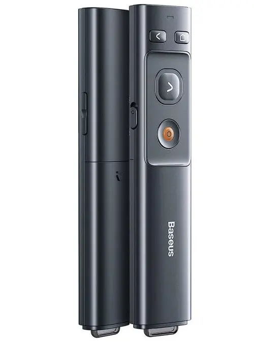 Presenter wireless Baseus, laser 2.4 GHz, max. 100m, fara baterie, Gri