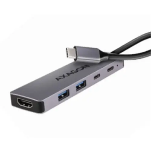 Hub HMC-5H60, USB-C 3.2 Gen 1, 2x USB-A, 4K/60Hz HDMI, PD 100W, 15cm USB-C (Gri)