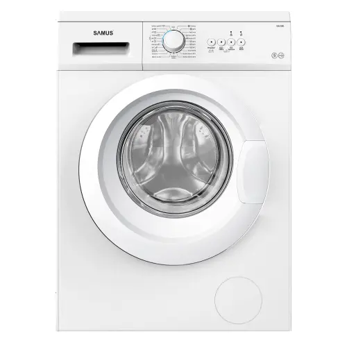 Masina de spalat rufe Samus WSL-5081, 5 kg, Slim, Clasa energetica D, 800 rotatii, 23 programe, Afisaj cu led, Blocare acces copii, Pornire intarziata, Curatare tambur (Alb)
