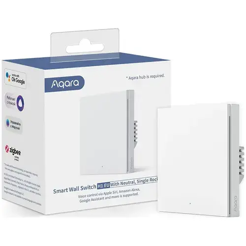 Intrerupator inteligent Aqara Smart Wall Switch H1 (No Neutral– fara Nul, Single rocker)