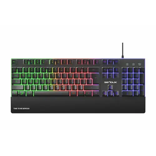 Tastatura gaming cu fir iluminata Serioux Nexor, interfata USB, numar de taste: 104, material ABS, anti-ghosting: 19 taste, lungime cablu 1.5m PVC, Negru