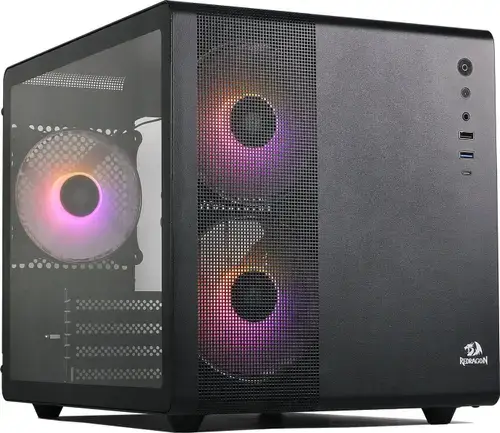 Carcasa PC Redragon Pagos 1 ARGB GC-570, Mini Tower, Panou lateral transparent (Negru)