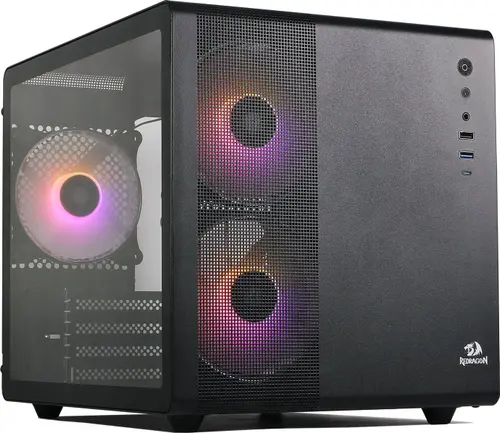 Carcasa PC Redragon Pagos 1 ARGB GC-570, Mini Tower, Panou lateral transparent (Negru)