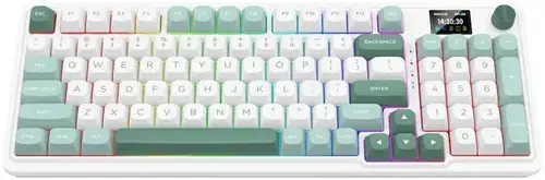 Tastatura Gaming Mecanica K719WG-RGB-PRO, USB, Bluetooth, Wireless 2.4GHz, Iluminare RGB, Switch-uri Mint Mambo  (Alb/Verde)