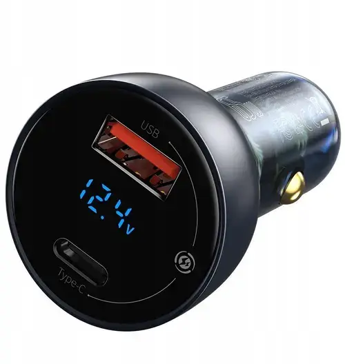 Incarcator auto Baseus Particular, 65 W, PPS, Ecran digital, USB-A + USB Type-C (Gri inchis)