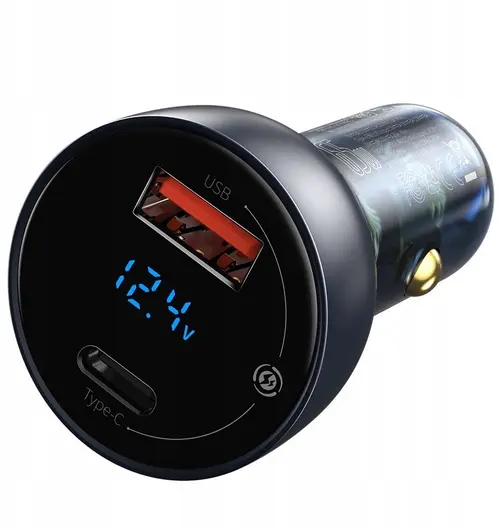 Incarcator auto Baseus Particular, 65 W, PPS, Ecran digital, USB-A + USB Type-C (Gri inchis)