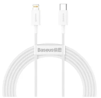 Cablu de date Baseus Superior CATLYS-C02, Fast Charging, USB Type-C - Lightning, PD 20W, 2m (Alb)