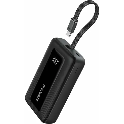Acumulator extern Anker Zolo 20.000 mAh, 30W, 1x USB-C, 1x USB-A, cablu USB-C incorporat (Negru)