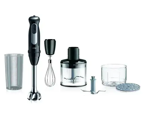 Blender de mana vertical Braun MultiQuick 5 Pro MQ55.254M, 1000 W, 0.6 l, Tocator 0.5 l, Turbo (Negru)