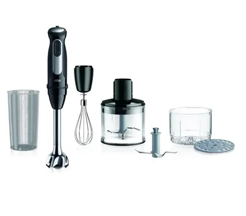 Blender de mana vertical Braun MultiQuick 5 Pro MQ55.254M, 1000 W, 0.6 l, Tocator 0.5 l, Turbo (Negru)