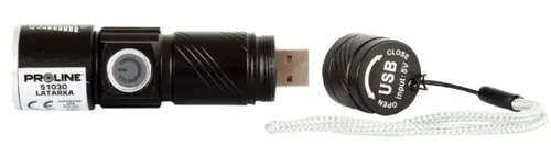 Lanterna LED PROLINE 51030, 3W, 160 Lumeni, 600 Mah, USB, 95 mm (Negru)