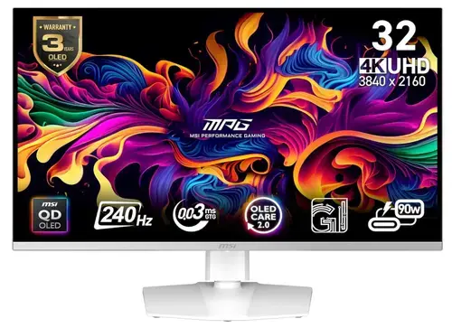 Monitor Gaming QD-OLED MSI 31.5inch MPG 321URXW QD-OLED, UHD (3840 x 2160), HDMI, DisplayPort, 240 Hz, 0.03 ms (Alb)