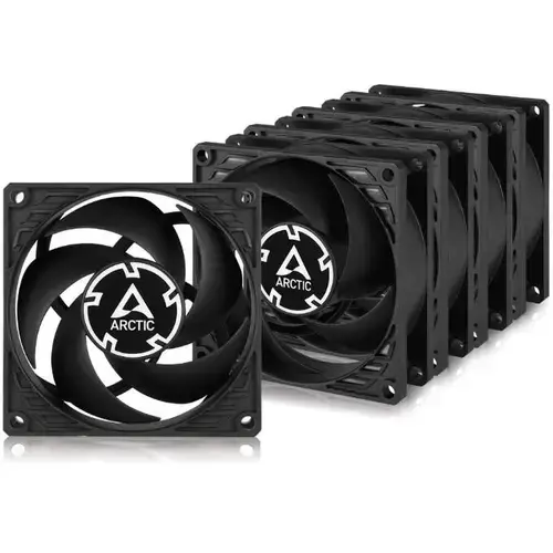 Set 5 ventilatoare Arctic P8 Silent, 1600 rpm, 80mm (Negru)