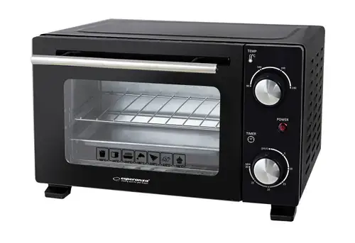 Cuptor mini electric Esperanza EKO007N, 10 l, 800 W, Tava grill, Tava pizza (Negru)