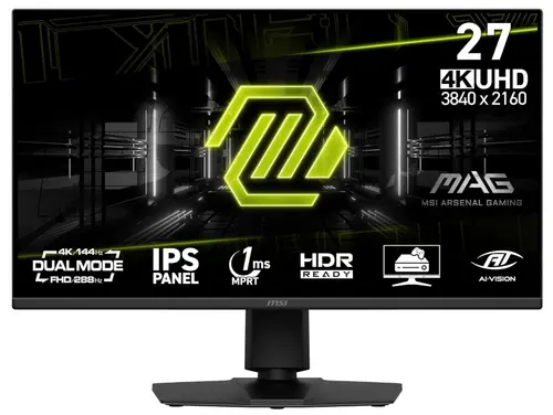Monitor Gaming IPS LED MSI 27inch MAG 275UPD E14, UHD (3840 x 2160), HDMI, DisplayPort, Boxe, Pivot, 144 Hz, 1 ms (Negru)