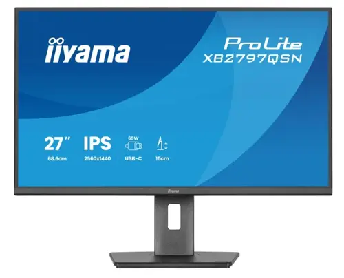 Monitor IPS LED iiyama ProLite 27inch XB2797QSN-B1, WQHD (2560 x 1440), HDMI, DisplayPort, Boxe, Pivot, 75 Hz, 1 ms (Negru)