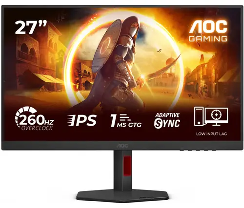 Monitor Gaming Fast IPS LED AOC 27inch 27G4ZR, Full HD (1920 x 1080), HDMI, Pivot, 260 Hz, 0.3 ms (Negru)