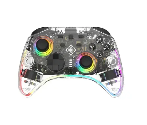 Controller Wireless Deltaco GAM-198-T pentru Nintendo Switch 2, RGB (Transparent)