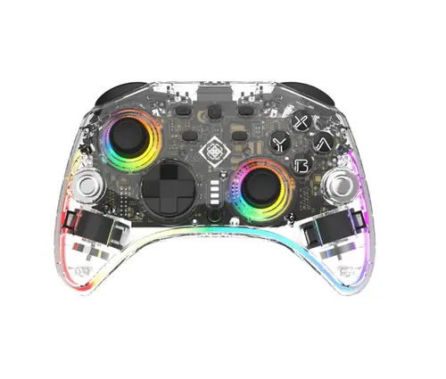 Controller Wireless Deltaco GAM-198-T pentru Nintendo Switch 2, RGB (Transparent)