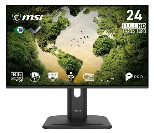 Monitor Gaming IPS LED MSI 23.8inch PRO MP245PGN E14, Full HD (1920 x 1080), VGA, HDMI, DisplayPort, Pivot, 144 Hz, 1 ms (Negru)