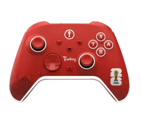 Controller Wireless DragonShock AURORA+ FIFA WorldCup 26 Turkey, Compatibil cu Nintendo Switch 1/2, PC, Mobil (Rosu)