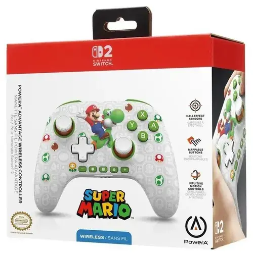 Controller Wireless PowerA Advantage Mario & Yoshi pentru Nintendo Switch 2 (Alb/Verde)