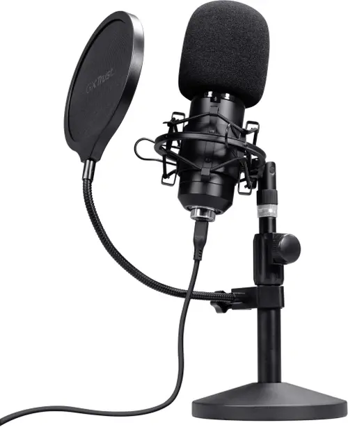 Microfon Trust GXT269 Emita II, Cardiod, USB-C, Stativ, Pop Protector (Negru)