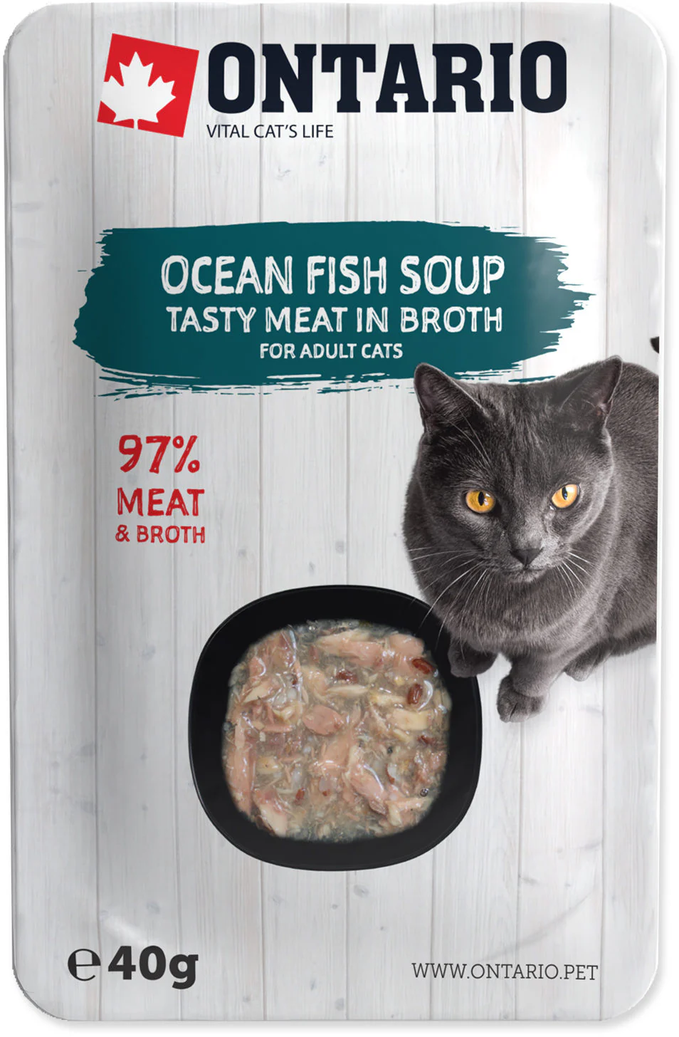 ONTARIO Plic pentru pisici adulte, Supă cu Peşte Oceanic şi Legume 40g