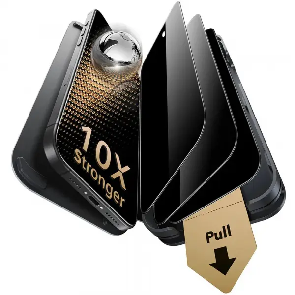 Folie de protectie Ecran Privacy ESR UltraFit Armorite Pro pentru Apple iPhone 17 / 16 Pro, Sticla Securizata, Full Glue, Set 3 bucati