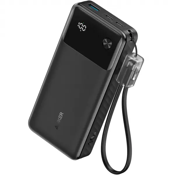 Baterie Externa Anker, 20000mAh, 30W, QC + PD, 1 x USB-A - 2 x USB-C, Neagra A1384G11