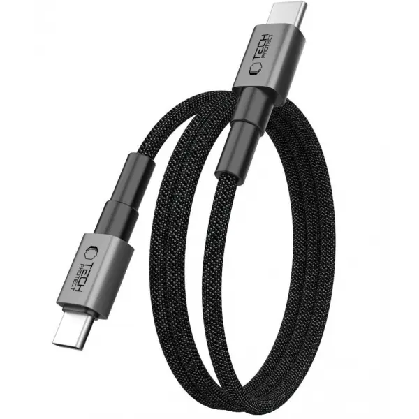 Cablu Date si Incarcare USB-C - USB-C Tech-Protect Ultraboost DNA MagTwist, 100W, 1m, Gri