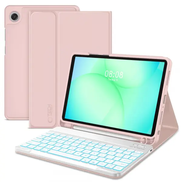 Husa Cu Tastatura pentru Samsung Galaxy Tab A11+ / Tab A9+, Tech-Protect, SC PEN, Roz