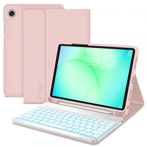 Husa Cu Tastatura pentru Samsung Galaxy Tab A11+ / Tab A9+, Tech-Protect, SC PEN, Roz