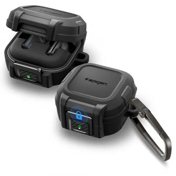 Husa Spigen Lock Fit pentru Samsung Galaxy Buds4 / Buds4 Pro, Neagra Mata ACS11202