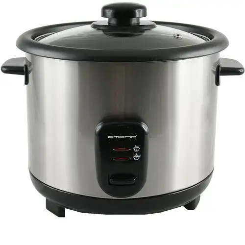 Fierbator de orez Emerio RCE-110118.5, 1,5 l, 500 W, functie de mentinere la cald, acoperire antiaderenta, capac de sticla, inox
