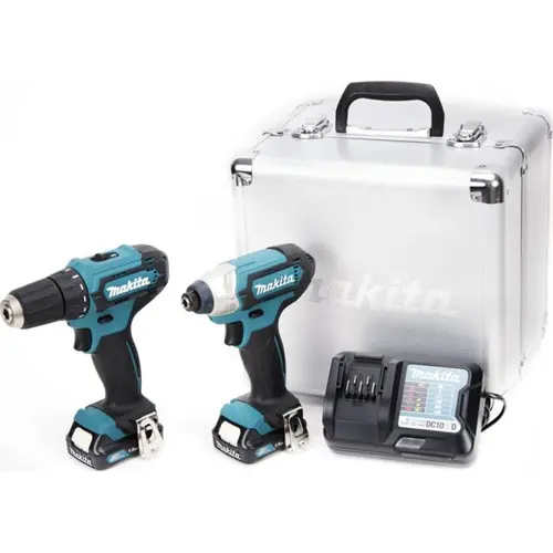 Set de scule Makita CLX224X Masina de gaurit si insurubat 30 Nm, masina de insurubat cu impact, 110 Nm, 2 acumulatori Li-Ion 1.5 Ah, 12 V, incarcator, valiza aluminiu