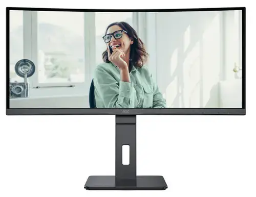 Monitor VA LED AOC 34inch CU34P3CV,  WQHD (3440 x 1440), HDMI, DisplayPort, AMD FreeSync, Ecran Curbat, Boxe, 100 Hz (Negru)