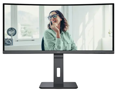 Monitor VA LED AOC 34inch CU34P3CV,  WQHD (3440 x 1440), HDMI, DisplayPort, AMD FreeSync, Ecran Curbat, Boxe, 100 Hz (Negru)