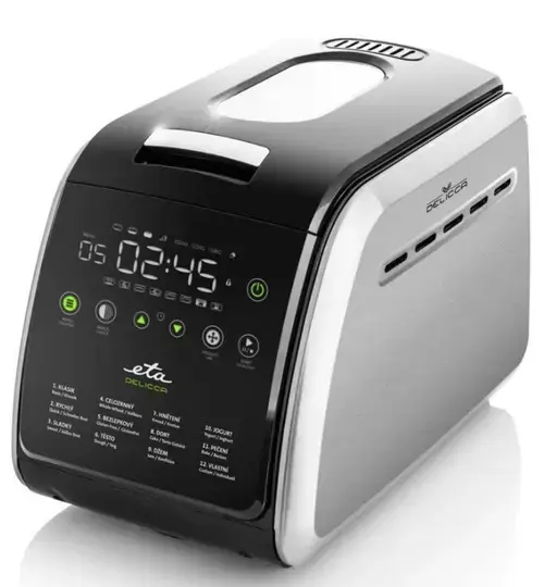 Masina de facut paine ETA Delicca II ETA714990030, 850 W, 12 Programe (Negru/Argintiu)