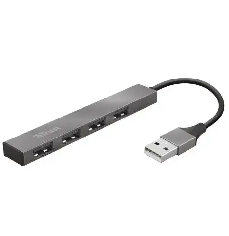 HUB USB Trust Halyx Aluminium, 4 x USB 2.0 (Argintiu)