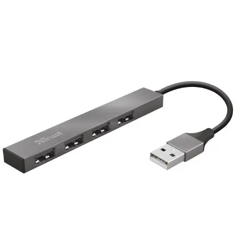 HUB USB Trust Halyx Aluminium, 4 x USB 2.0 (Argintiu)
