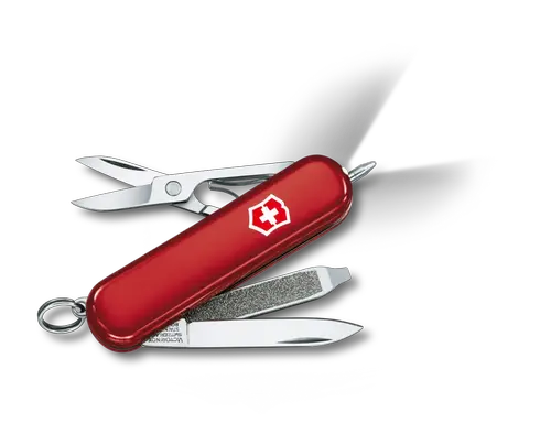 Briceag multifunctional Victorinox SIGNATURE LITE, 7 functii, LED, Pix presurizat (Rosu)