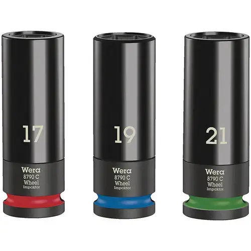 Set tubulare de impact, hexagonal, 1/2 inch, 3 bucati, Wera Wheel Impaktor C