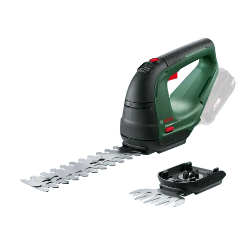 Foarfeca de tuns iarba/arbusti Bosch AdvancedShear, pe acumulator, 18 V, 200 mm lungime cutit, 100 mm latime cutit, 8 mm distanta dinti, cutit iarba 100 mm, cutit arbusti 200 mm, fara acumulator/incarcator (Verde)