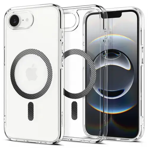 Husa MagSafe pentru Apple iPhone 16e, Spigen, Ultra Hybrid Carbon, Transparenta